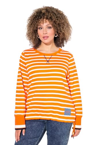Ulla Popken Damen große Größen Übergrößen Plus Size Sweatshirt, Ringel, Tunnelzug, Rundhals, Langarm kräftiges orange 62+ 835014658-62+ von Ulla Popken
