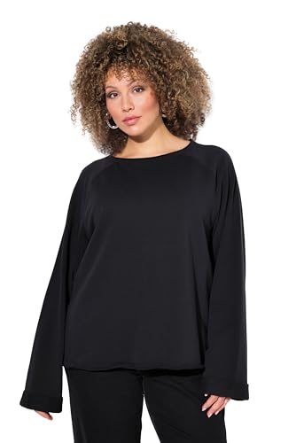 Ulla Popken Damen große Größen Übergrößen Plus Size Sweatshirt, Rollkanten, Rundhals, Langarm schwarz 46+ 834991100-46+ von Ulla Popken