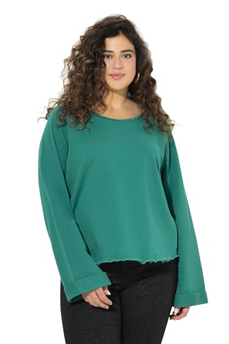 Ulla Popken Damen große Größen Übergrößen Plus Size Sweatshirt, Rollkanten, Rundhals, Raglan-Langarm smaragd grün 62+ 830575469-62+ von Ulla Popken