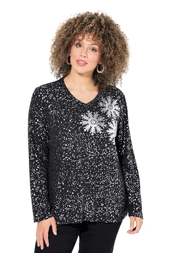 Ulla Popken Damen große Größen Übergrößen Plus Size Sweatshirt, Schneeflocken, V-Ausschnitt, Langarm von Ulla Popken