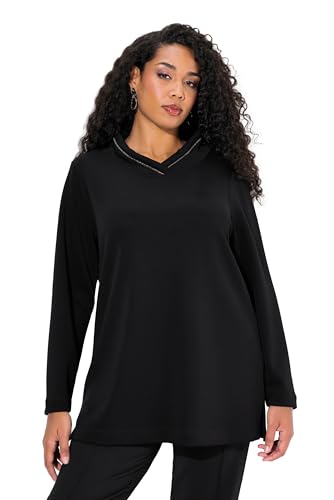 Ulla Popken Damen große Größen Übergrößen Plus Size Sweatshirt, Stehkragen, Classic, Zierkette, Langarm von Ulla Popken