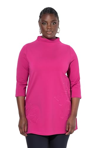 Ulla Popken Damen große Größen Übergrößen Plus Size Sweatshirt, Stickerei, A-Linie, Stehkragen, 3/4-Arm Magenta 54+ 825086810-54+ von Ulla Popken