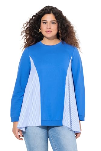 Ulla Popken Damen große Größen Übergrößen Plus Size Sweatshirt, Streifeneinsätze, Rundhals, Langarm Pfauenblau 42+ 836234740-42+ von Ulla Popken