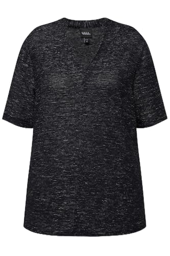 Ulla Popken Damen große Größen Übergrößen Plus Size Sweatshirt, Struktur, V-Ausschnitt, Halbarm marine 50+ 829794770-50+ von Ulla Popken