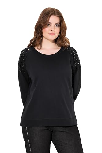 Ulla Popken Damen große Größen Übergrößen Plus Size Sweatshirt, Ziernieten, Oversized, Rundhals, Langarm schwarz 42+ 830545100-42+ von Ulla Popken