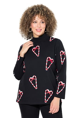 Ulla Popken Damen große Größen Übergrößen Plus Size Sweatshirt, Zuckerstangen, Classic, Stehkragen, Langarm schwarz 42+ 833684100-42+ von Ulla Popken