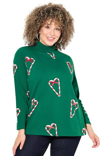 Ulla Popken Damen große Größen Übergrößen Plus Size Sweatshirt, Zuckerstangen, Classic, Stehkragen, Langarm wiesengrün 50+ 833684457-50+ von Ulla Popken