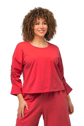 Ulla Popken Damen große Größen Übergrößen Plus Size Sweatshirt, kurz, Oversized, Rundhals, 3/4-Arm paprikarot 46+ 814307520-46+ von Ulla Popken