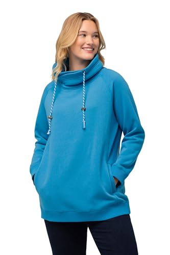 Ulla Popken Damen große Größen Übergrößen Plus Size Sweatshirt, weiter Stehkragen, Taschen, Raglan-Langarm Aqua 46+ 713963739-46+ von Ulla Popken