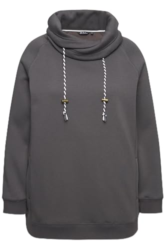 Ulla Popken Damen Basic Zweifarbige Kordel Sweatshirt, Graphitgrau, 46-48 von Ulla Popken