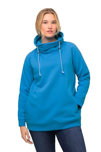 Ulla Popken Damen große Größen Übergrößen Plus Size Sweatshirt, weiter Stehkragen, Taschen, Raglan-Langarm blau lila 62+ 713963720-62+ von Ulla Popken