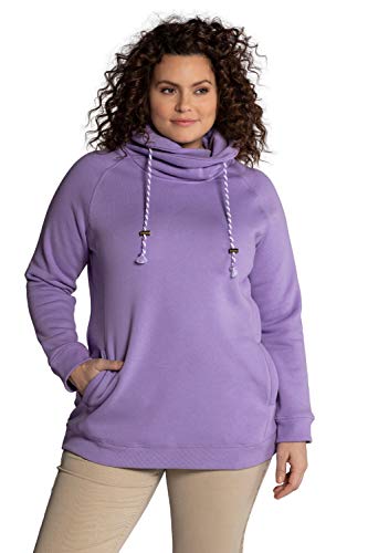 Ulla Popken Damen große Größen Übergrößen Plus Size Sweatshirt, weiter Stehkragen, Taschen, Raglan-Langarm blaues Flieder 46+ 713963810-46+ von Ulla Popken