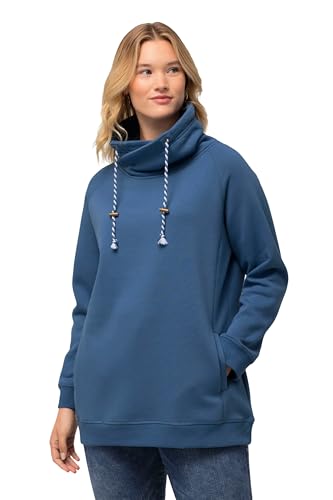 Ulla Popken Damen, Stehkragen, Taschen, Raglan-Langarm Sweatshirts, Denimblau, 48-50 von Ulla Popken