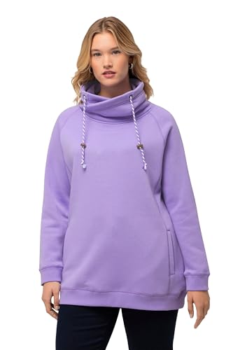 Ulla Popken Damen Sweatshirt, Weiter Stehkragen, Taschen, Raglan-Langarm, Blaues Flieder, 54-56 EU von Ulla Popken