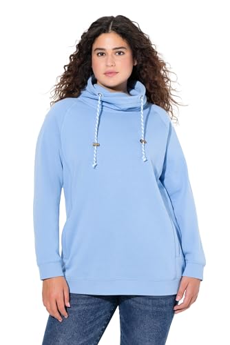 Ulla Popken Damen, Stehkragen, Taschen, Raglan-Langarm Sweatshirt, lichtblau, 46-48 von Ulla Popken