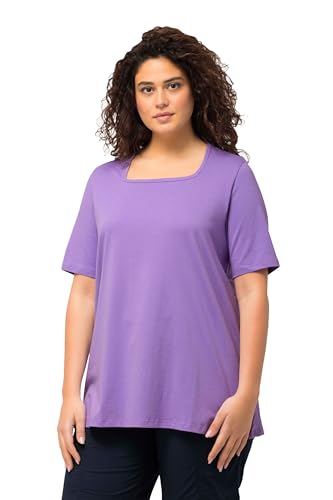 Ulla Popken Damen große Größen Übergrößen Plus Size T-Shirt, A-Linie, Carré-Ausschnitt, Halbarm Blauer Flieder 46+ 807286811-46+ von Ulla Popken