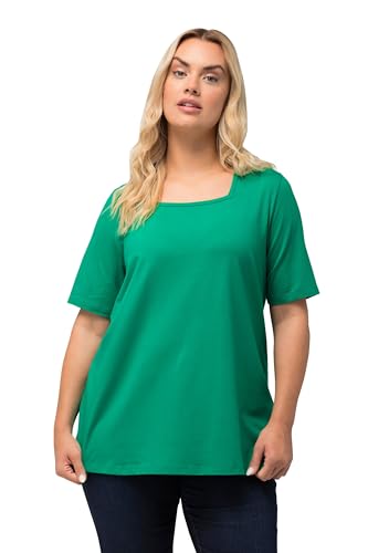 Ulla Popken Damen große Größen Übergrößen Plus Size T-Shirt, A-Linie, Carré-Ausschnitt, Halbarm smaragd 42+ 807286457-42+ von Ulla Popken