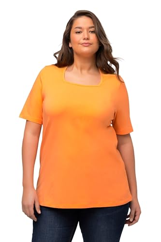 Ulla Popken Damen große Größen Übergrößen Plus Size T-Shirt, A-Linie, Carree-Ausschnitt, Halbarm Cantaloupe orange 50+ 807286640-50+ von Ulla Popken