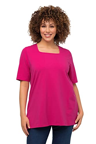 Ulla Popken Damen große Größen Übergrößen Plus Size T-Shirt, A-Linie, Carree-Ausschnitt, Halbarm Fuchsia pink 58+ 807286810-58+ von Ulla Popken