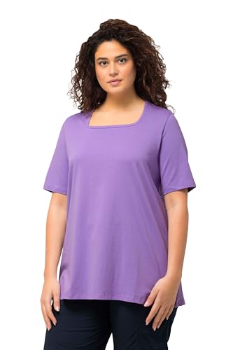 Ulla Popken Damen große Größen Übergrößen Plus Size T-Shirt, A-Linie, Carree-Ausschnitt, Halbarm blaues Flieder 46+ 807286811-46+ von Ulla Popken