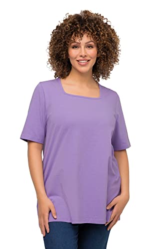 Ulla Popken Damen große Größen Übergrößen Plus Size T-Shirt, A-Linie, Carree-Ausschnitt, Halbarm blaues Flieder 58+ 807286811-58+ von Ulla Popken