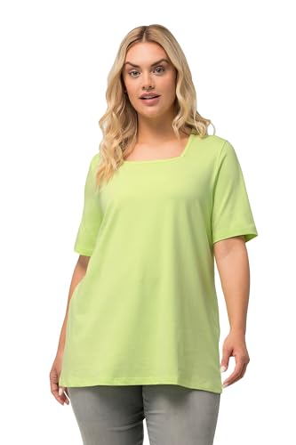 Ulla Popken Damen große Größen Übergrößen Plus Size T-Shirt, A-Linie, Carree-Ausschnitt, Halbarm limettengrün 50+ 807286403-50+ von Ulla Popken