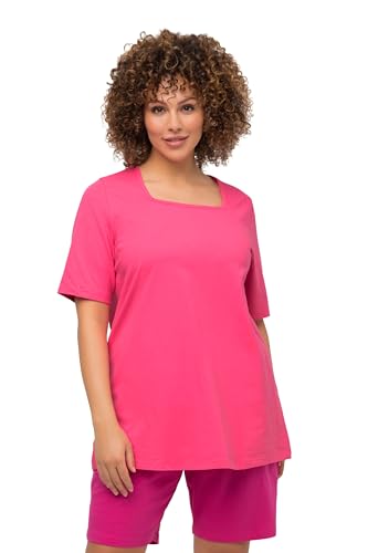 Ulla Popken Damen große Größen Übergrößen Plus Size T-Shirt, A-Linie, Carree-Ausschnitt, Halbarm rosarot 50+ 807286511-50+, 50-52 von Ulla Popken