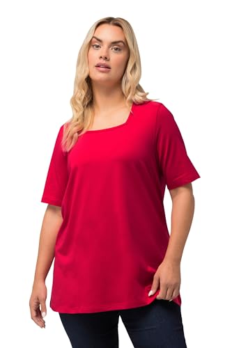 Ulla Popken Damen große Größen Übergrößen Plus Size T-Shirt, A-Linie, Carree-Ausschnitt, Halbarm rot 62+ 807286535-62+ von Ulla Popken