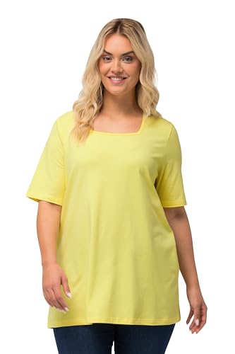 Ulla Popken Damen große Größen Übergrößen Plus Size T-Shirt, A-Linie, Carré-Ausschnitt, Halbarm zitronengelb 42+ 807286605-42+ von Ulla Popken