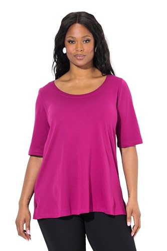Ulla Popken Damen große Größen Übergrößen Plus Size T-Shirt, A-Linie, Rundhals, Halbarm Magenta 50+ 820735811-50+ von Ulla Popken