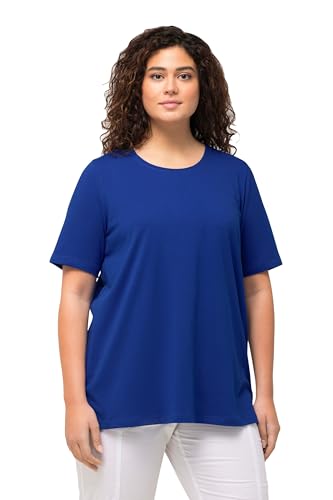 Ulla Popken Damen T-Shirt, A-Linie, Rundhalsausschnitt, Halbarm Shirt Rundhals, Kobaltblau, 54-56 EU von Ulla Popken