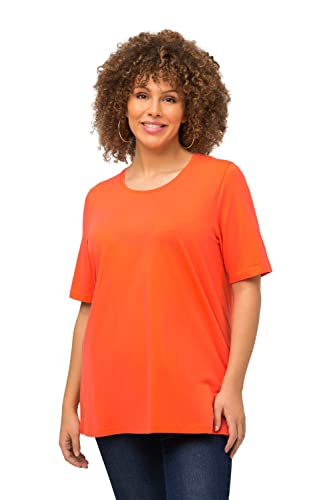 Ulla Popken Damen große Größen Übergrößen Plus Size T-Shirt, A-Linie, Rundhalsausschnitt, Halbarm Mandarine 42+ 807264650-42+ von Ulla Popken