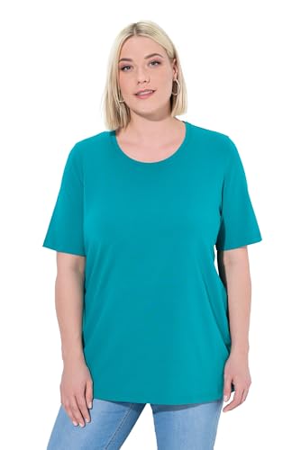 Ulla Popken Damen große Größen Übergrößen Plus Size T-Shirt, A-Linie, Rundhalsausschnitt, Halbarm Petrol 46+ 807264769-46+ von Ulla Popken
