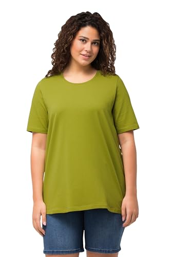 Ulla Popken Damen große Größen Übergrößen Plus Size T-Shirt, A-Linie, Rundhalsausschnitt, Halbarm apfelgrün 50+ 807264425-50+ von Ulla Popken