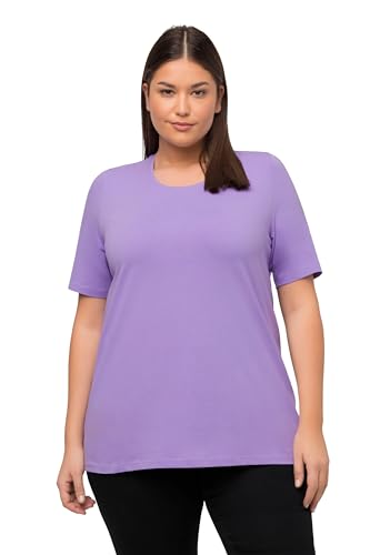 Ulla Popken Damen große Größen Übergrößen Plus Size T-Shirt, A-Linie, Rundhalsausschnitt, Halbarm blaues Flieder 50+ 807264811-50+ von Ulla Popken