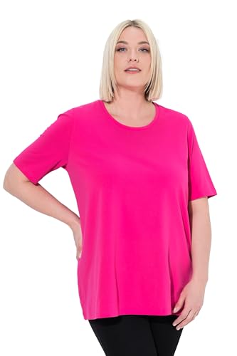 Ulla Popken Damen große Größen Übergrößen Plus Size T-Shirt, A-Linie, Rundhalsausschnitt, Halbarm magentapink 42+ 807264528-42+ von Ulla Popken