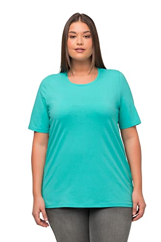 Ulla Popken Damen große Größen Übergrößen Plus Size T-Shirt, A-Linie, Rundhalsausschnitt, Halbarm türkis 46+ 807264433-46+, 46-48 von Ulla Popken