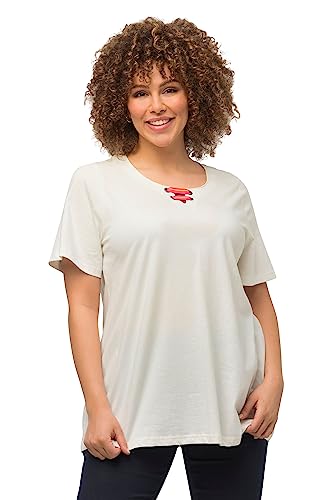 Ulla Popken Damen große Größen Übergrößen Plus Size T-Shirt, A-Linie, Tunika-Ausschnitt, Flügel-Halbarm Offwhite 50+ 815448200-50+ von Ulla Popken