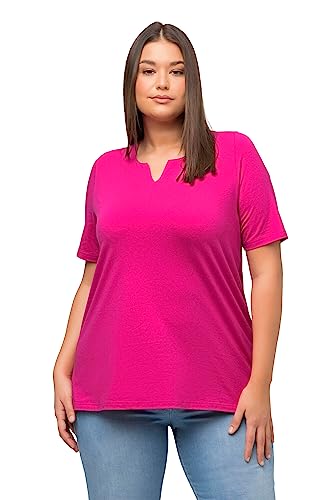 Ulla Popken Damen große Größen Übergrößen Plus Size T-Shirt, A-Linie, Tunika-Ausschnitt, Halbarm Fuchsia pink 46+ 807259815-46+ von Ulla Popken