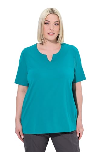 Ulla Popken Damen große Größen Übergrößen Plus Size T-Shirt, A-Linie, Tunika-Ausschnitt, Halbarm Petrol 50+ 807259769-50+ von Ulla Popken