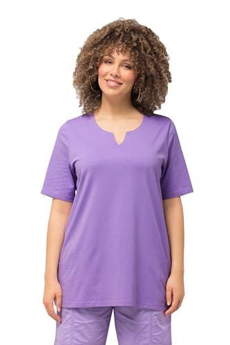 Ulla Popken Damen große Größen Übergrößen Plus Size T-Shirt, A-Linie, Tunika-Ausschnitt, Halbarm blaues Flieder 50+ 807259810-50+ von Ulla Popken