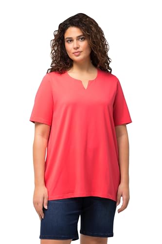 Ulla Popken Damen große Größen Übergrößen Plus Size T-Shirt, A-Linie, Tunika-Ausschnitt, Halbarm dunkel Koralle 46+ 807259515-46+ von Ulla Popken