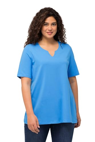 Ulla Popken Damen große Größen Übergrößen Plus Size T-Shirt, A-Linie, Tunika-Ausschnitt, Halbarm himmelblau 42+ 807259726-42+ von Ulla Popken