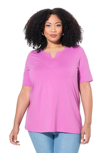 Ulla Popken Damen große Größen Übergrößen Plus Size T-Shirt, A-Linie, Tunika-Ausschnitt, Halbarm kühles pink 46+ 807259807-46+ von Ulla Popken