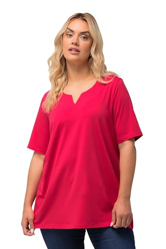 Ulla Popken Damen große Größen Übergrößen Plus Size T-Shirt, A-Linie, Tunika-Ausschnitt, Halbarm rot 62+ 807259535-62+ von Ulla Popken