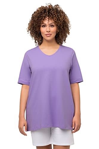 Ulla Popken Damen große Größen Übergrößen Plus Size T-Shirt, A-Linie, V-Ausschnitt, Halbarm blaues Flieder 50+ 807284811-50+ von Ulla Popken