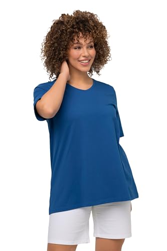 Ulla Popken Damen große Größen Übergrößen Plus Size T-Shirt, A-Linie, V-Ausschnitt, Halbarm grau blau 50+ 807284744-50+ von Ulla Popken