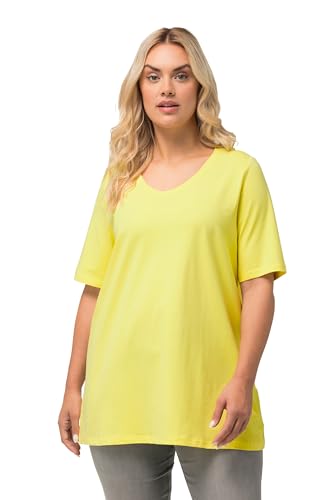 Ulla Popken Damen große Größen Übergrößen Plus Size T-Shirt, A-Linie, V-Ausschnitt, Halbarm zitronengelb 54+ 807284605-54+ von Ulla Popken