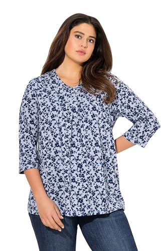 Ulla Popken Damen große Größen Übergrößen Plus Size T-Shirt, A-Linie, V-Ausschnitt, Zierfalten, 3/4-Arm von Ulla Popken