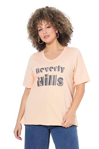 Ulla Popken Damen große Größen Übergrößen Plus Size T-Shirt, Beverly Hills, Classic, V-Ausschnitt, Halbarm apricot 50+ 838711651-50+ von Ulla Popken